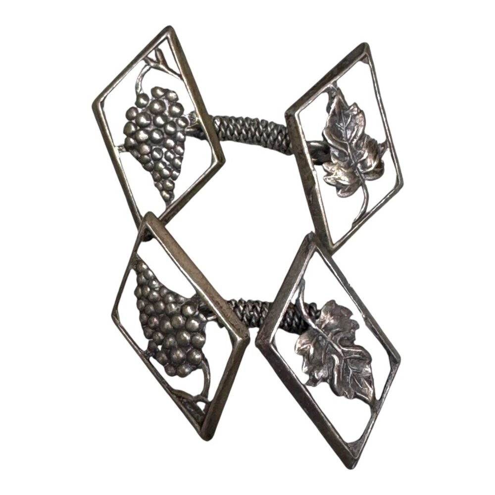 Vintage Sterling Silver Grape & Leaf Wine Themed Cufflinks Tasting Attire Gift